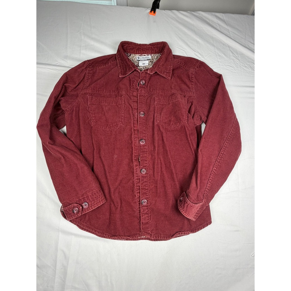 Columbia Sportswear Womens Large Corduroy Button Down Shirt Burgundy Paisley